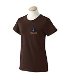 Custom embroidered mean face bowling ball design on ladies t-shirt