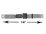 2-Point Lap Seat Belt, Grey, 74 Inch Length, with End Release Button
