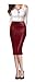 Women High Waist Faux Leather Midi Below Knee Pencil Skirt