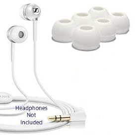 Premium Quality - 6 White Replacement Earbuds Tips Buds For Sennheiser CX300 CX400 CX500 100% FITS Small/Medium/Large
