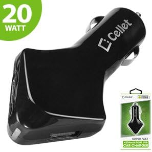 Cellet Super Fast Universal 20Watt (4.2Amp) Dual USB Port Car Charger -Black [Non - Retail Packaged]
