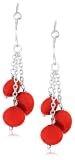 Jewelry : Sterling Silver Red Sea-Bamboo Dangle Earrings