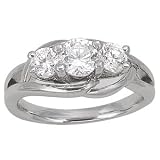 18K White Gold Three-Stone Diamond Ring