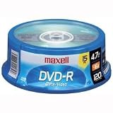 Maxell DVD-R 15PK SPN 16X Write-once DVD-R Spindle, 15 Pack