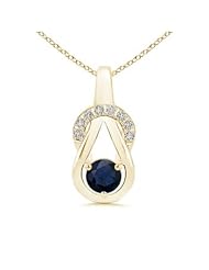 Infinity Knot Diamond and Round Blue Sapphire Pendant Necklace - 0.6 ct TGW