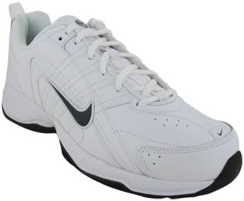 Nike Men's NIKE T-LITE VIII LEATHER RUNNING SHOES 11.5 (WHITE/DARK OBSIDIAN-BLACK)