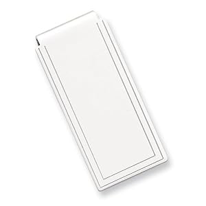 Silver-plated & Rhodium Engraved Edge Plain Hinged Money Clip