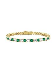 18K Yellow Gold Princess Cut Emerald Diamond Tennis Bracelet 3.00 CT TGW