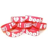 Keep-A-Breast 1 Inch I Love Boobies Bracelet Pink/White