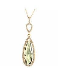 14K Yellow Gold Double-Sided Checkerboard Cut Lemon Quartz and Diamond Pendant -- LIFETIME WARRANTY