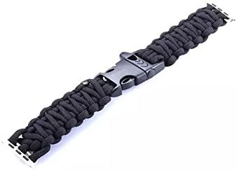 Apple Watch Band 42mm, AFLY 7 Strand 550 Paracord Loop replacement Bracelet Strap Band with Adapter Clasp and Whistle for Apple Watch All Models