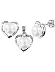 Sterling Silver and Freshwater Pearl Earring and Pendant Set