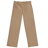 Boys School Uniform Basic Khaki Flat Front Double Knee Pants