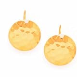 14k Gold Hammered Disk Earrings- 19mm