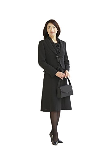 (モノワール) MONOIR 喪服 レディース 礼服 帝人「イルミナ(c)」 ブラックフォーマル 3点 セット ジャケット フリルブラウス ワンピース オールシーズン FA4J115A