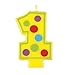 Decorative Polka Dot Number 1 Birthday Candle