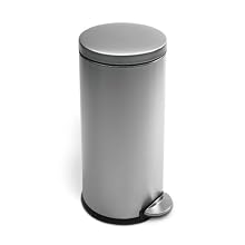 simplehuman Round Step Trash Can, Fingerprint-Proof Brushed Stainless Steel, 30 Liters /8 Gallons