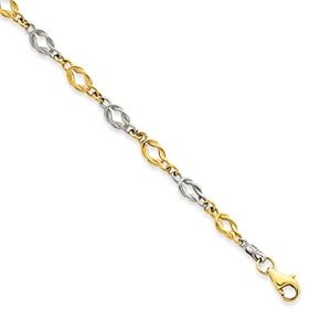 14k two toned gold knot anklet, 10 inch by