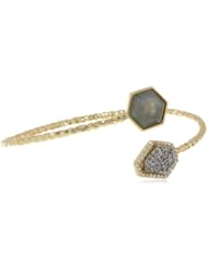 Marcia Moran Geometric Shapes and Cubic-Zirconia Gold Textured Wrap Bracelet, 6.75"