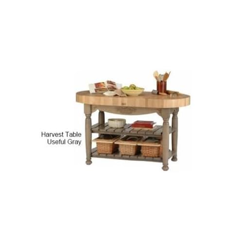 ^ Harvest Table Kitchen Island (Useful Gray Stain) (36'H x 60'W x 30'D