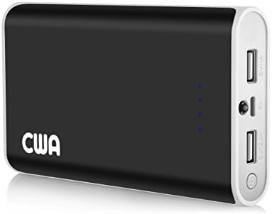 Portable Charger, CWA 6000mAh Power Bank Dual Port Portable Power Bank External Battery Pack Backup - iPhone 6/6 Plus/5/5S/5C, iPad Retina, iPod, Samsung Galaxy S6 Edge S5 Tab Note 2/3/4, HTC One, Motorola, Nokia, LG, Smart Phones Tablets and More (Black / White)