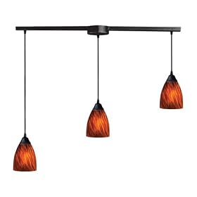 Classico - 3 Light Kitchen Island Pendant Track Lighting Fixture - Rust Bronze - Amber... by Elk