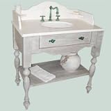 24 Country French Vanity - Maple Antique Biscuit - Oval Undermount Bowl - Cast Stone Top