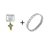 Pugster Golden Italian Charm Rhinetone Celtic Cross Gold