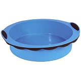 SiliconeZone New Wave Round Cake Pan, Bright Blue / Chocolate