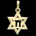 14k Yellow Gold Star of David Chai Pendant