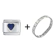 Heart Navy Blue Italian Charm Bracelet