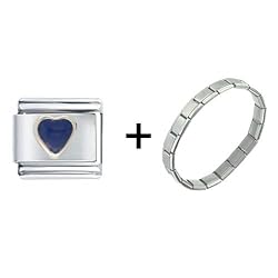 Pugster Heart Navy Blue Italian Charm Bracelet