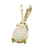 14K Yellow Gold Unique Opal Cabochon and Diamond Pendant