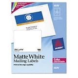 Mailing Label for Color Printers, Laser, 3-3/4"x4-3/4", Matte White, 100/Pack AVE6878