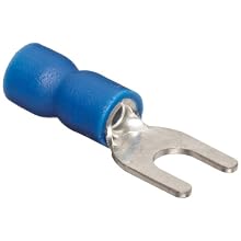 Morris Products 10134 Spade Terminal, Vinyl Insulated, Blue, 16-14 Wire Size, #8 Stud Size (Pack of 100)