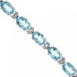 New Blue Oval Shape Topaz Diamond White Gold 10K Tennis Bracelet