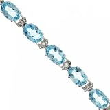 7 Carat White Gold Tennis Bracelet Blue Topaz Diamond