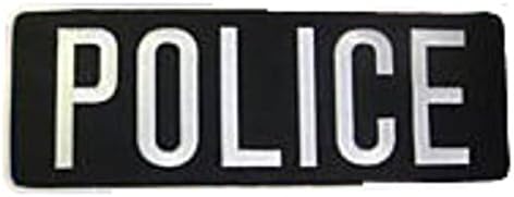 Police Officer Large Uniform Shirt Jacket Back Patch Emblem 11" x 4" w/ 3" High WHITE letters on BLACK