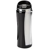 Isosteel Colorline Reise-Trinkbecher 0,4 L, 18/8 Edelstahl innen, Kunststoff transparent/schwarz au�en mit verschlie�barem Quickstop-Trinkdeckel