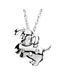 Dottie The Dog Waggles Pendant With Chain 14K White Gold 14.25X16.50 mm