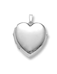 14K White Gold Heart Four Photo Locket 1-1/4 inch x 1-1/4 inch Solid 14K White Gold