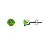 Sterling Silver 6mm Peridot Cubic Zirconia Stud Earrings