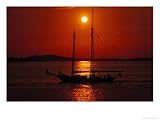 Silhouetted Sailboat, Rockport, Maine Photographic Poster Print by Russell Burden, 16x12