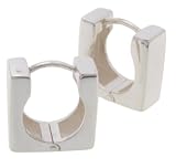 Sterling Silver Square Shape Hugger Style Earrings