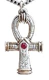EGYPTIAN Cross Ankh Red Crystal Pendant Egypt Necklace