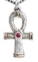 Egyptian Cross Ankh with Red Crystal Pendant 20" Necklace