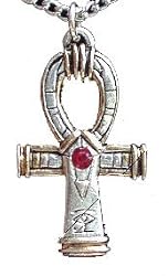 EGYPTIAN Cross Ankh Red Crystal Pendant Egypt Necklace