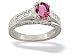 14K White Gold Genuine Oval Pink Tourmaline and Diamond Antique Style Ring