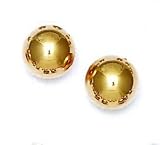 14k Yellow 14 mm Ball Friction-Back Stud Earrings