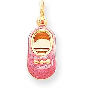 Buy Baby Shoe Pink Girl Charm, 14K Yellow Gold by Precious Accents
